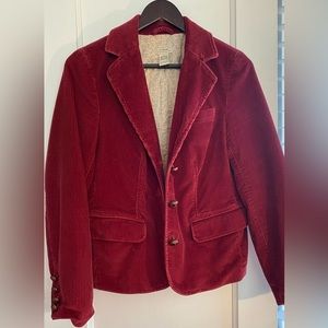 Vintage LL Bean corduroy blazer cranberry red, sz 10